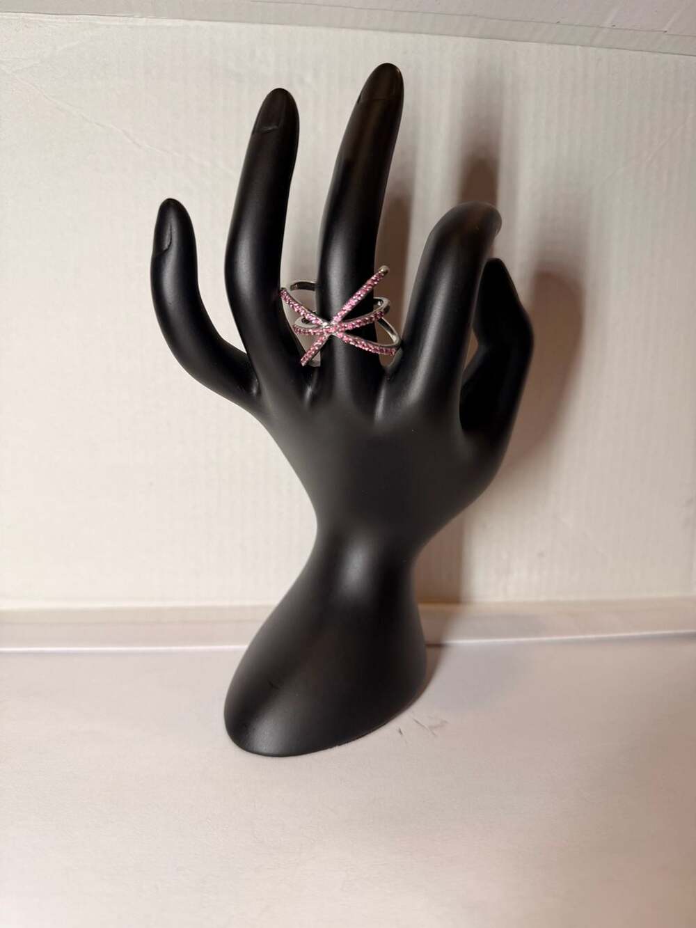 Sterling Silver Pink Tourmaline Crisscross Statement Ring